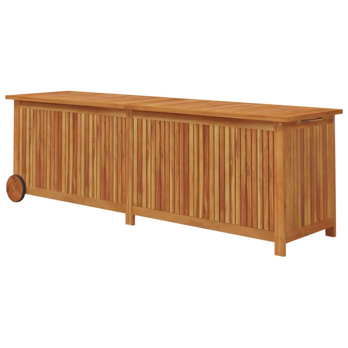 IKAYAA Baúl de Jardín de Madera de Acacia, Arcón Exterior, Caja de Almacenamiento con Bolsa Interior Resistente al Agua, Organizador Herramientas, 150 x 50 x 58 cm