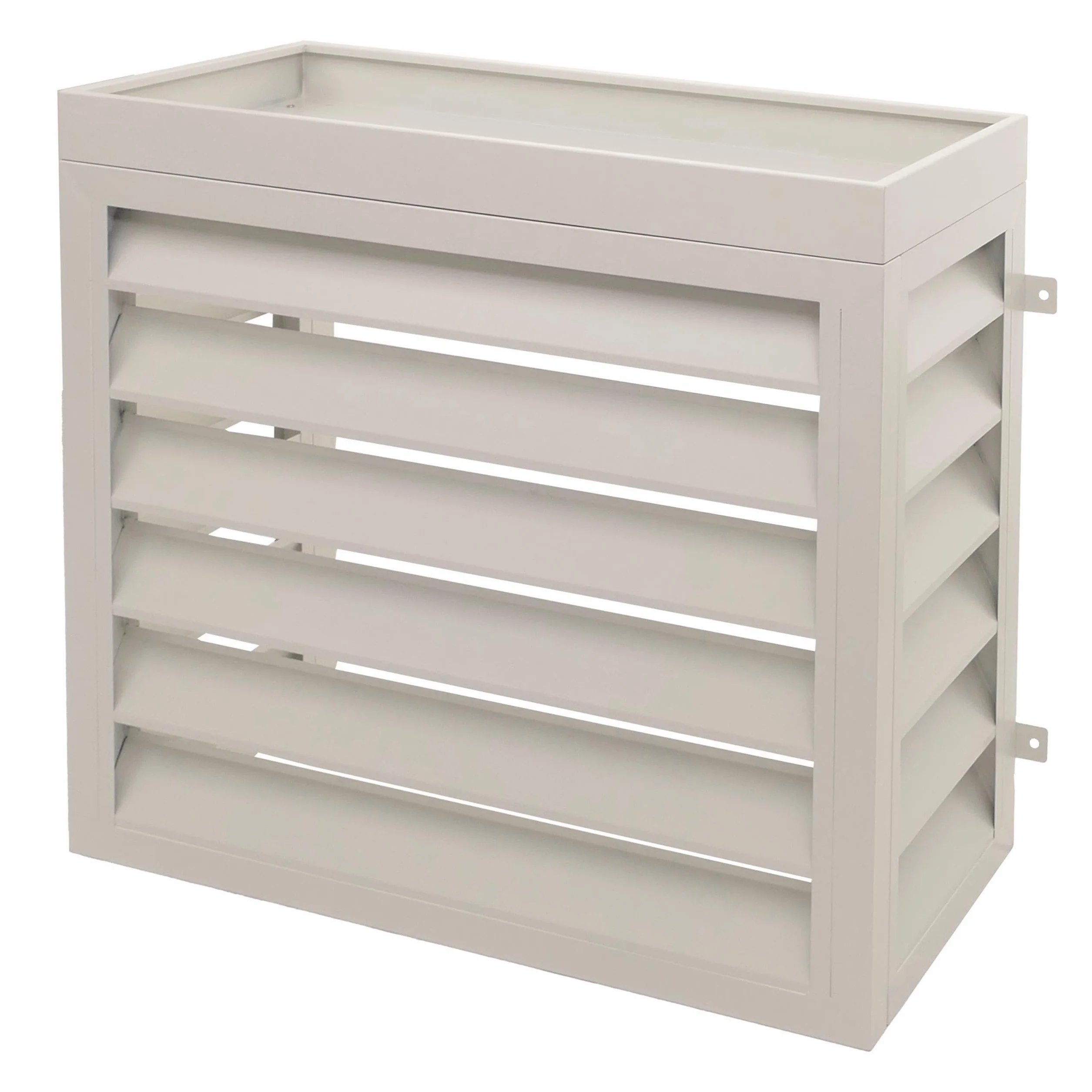 Mendler Revestimiento para aire acondicionado/bomba de calor HWC-O43, cubierta de rejilla protectora para jardinera, metal 80 x 90 x 38 cm – gris y blanco