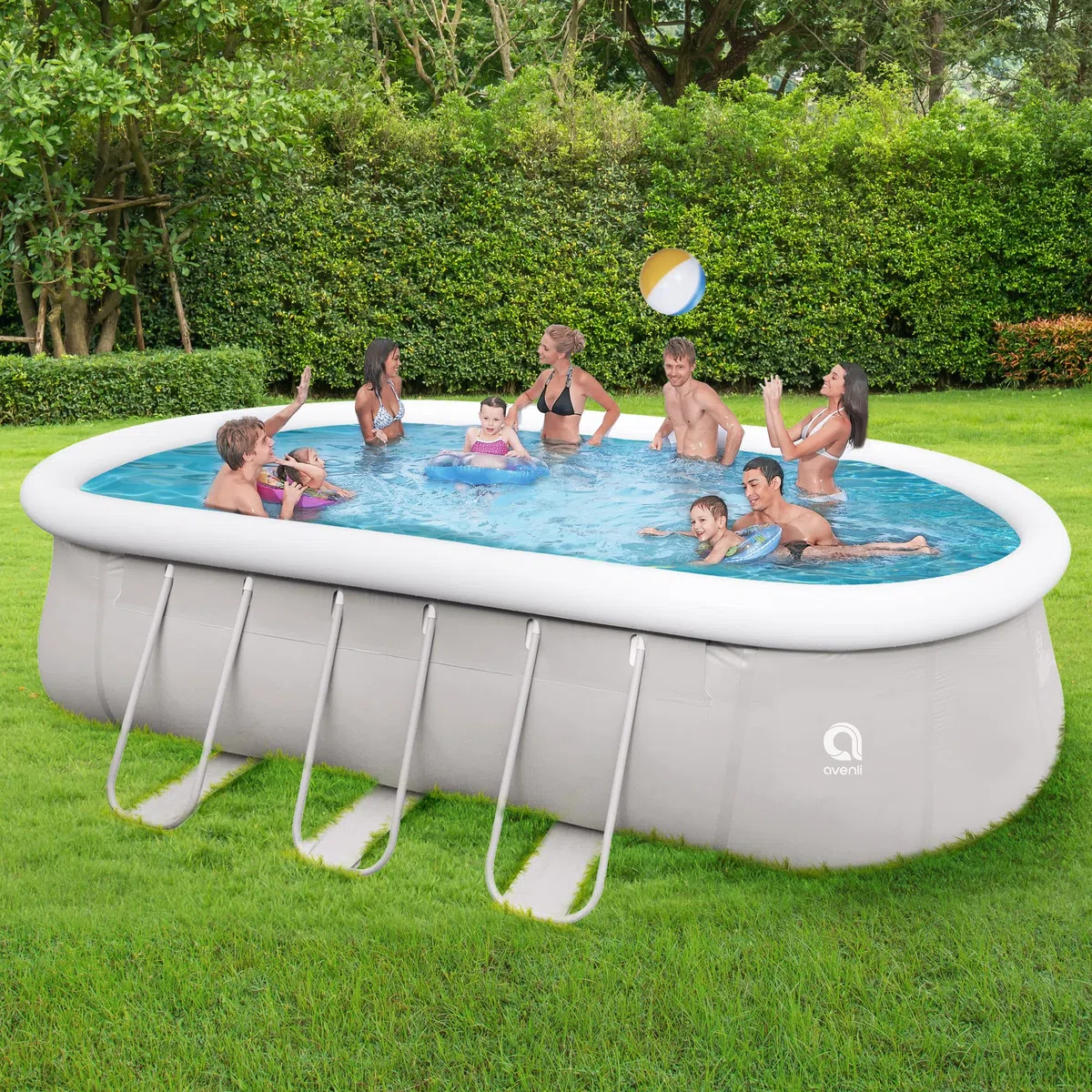 AVENLI 17023EU Piscina Autoportante Ovale con Struttura, Grigia, 610 x 360 x122 cm, 610x360x122 cm