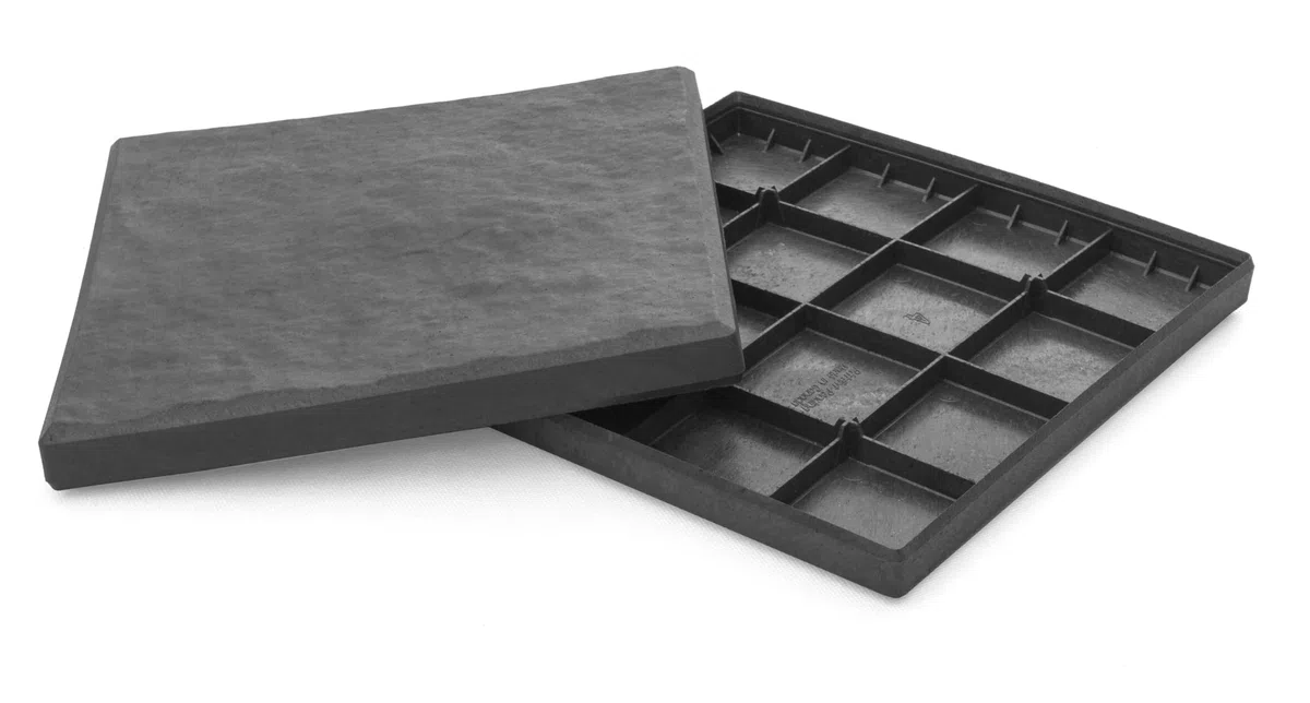 Nicoman Escalones Cuadrados de Goma reciclada con Efecto mármol, 30 x 30 x 2,5 cm, Resistentes al Uso, Azulejos para Caminos al Aire Libre (Grafito, Juego de 4)