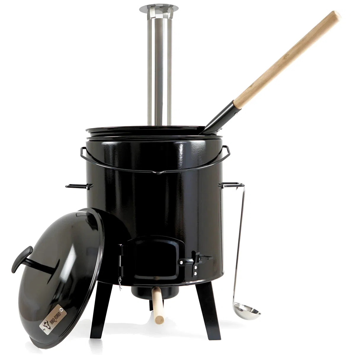 BBQ-Toro Caldero Húngaro para Gulash con Tapa | 17 Litros | Horno de Cohete en Acero Esmaltado | Terraza | Jardin | Aire Libre