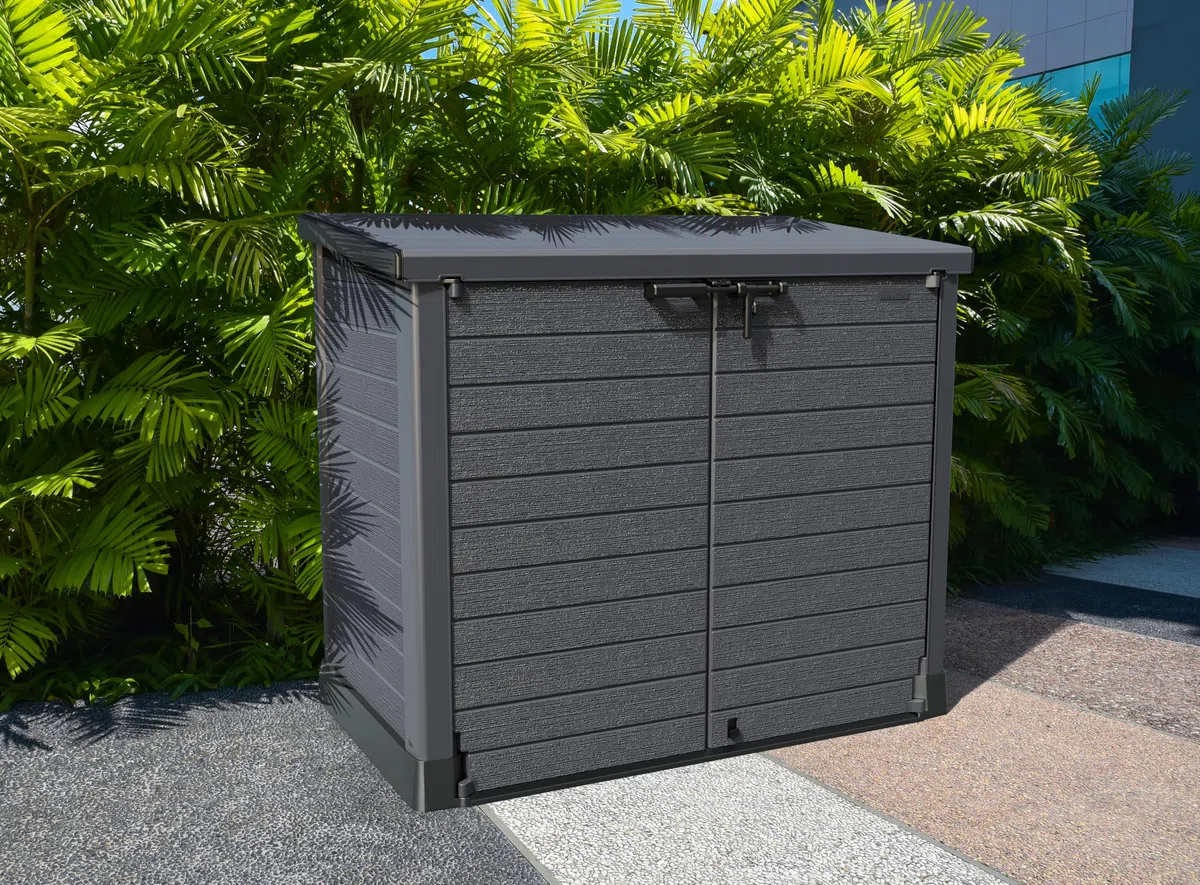 Duramax - Arcón cubre cubos exterior - 1200 L - PVC - color gris claro