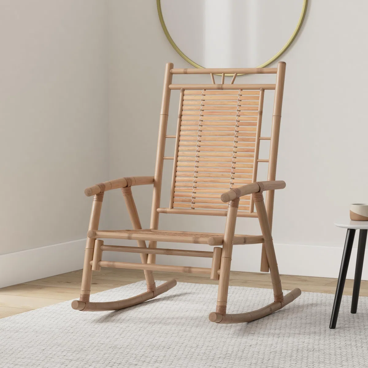 vidaXL Silla Mecedora de Jardín de Bambú Asiento Balancín Patio Terraza Porche