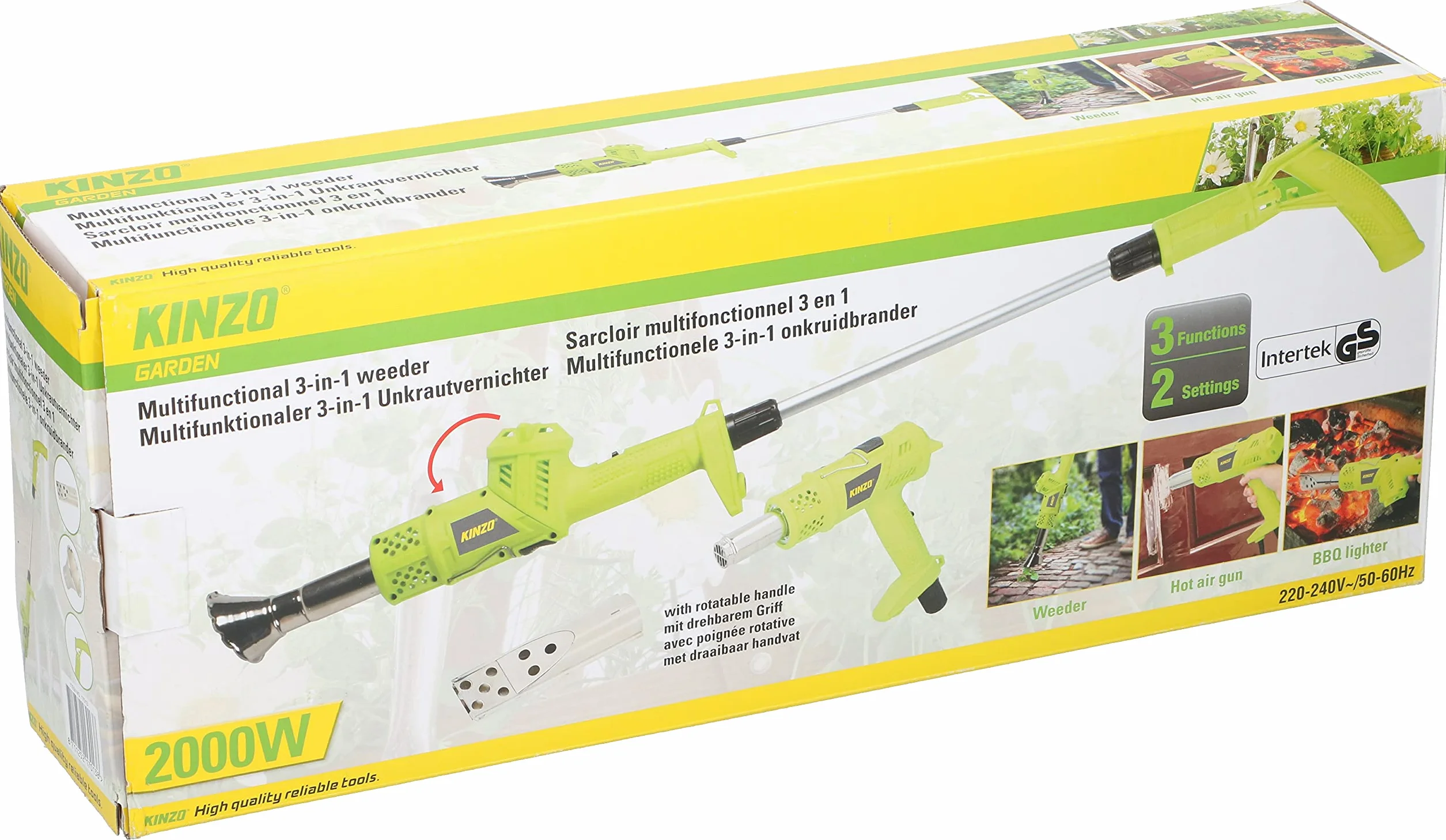 Kinzo Quemador 3 en 1 - Quemador para Hierbas, Quemador para Pintura y Encendido para Barbacoa - 2000 Vatios