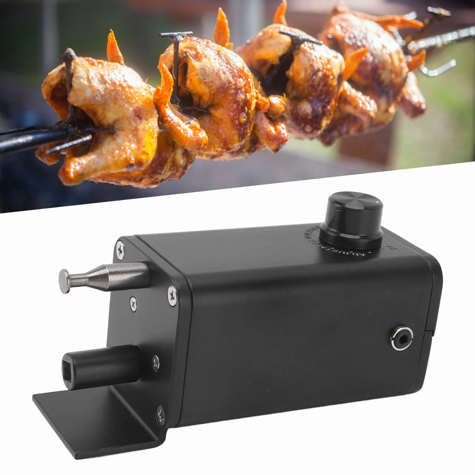 Motor de Asador de Parrilla, Motor de Asador de Barbacoa Eléctrico USB Portátil con Velocidad Ajustable, Potente Motor de Parrilla de Repuesto, para Camping, Cocina, Barbacoa