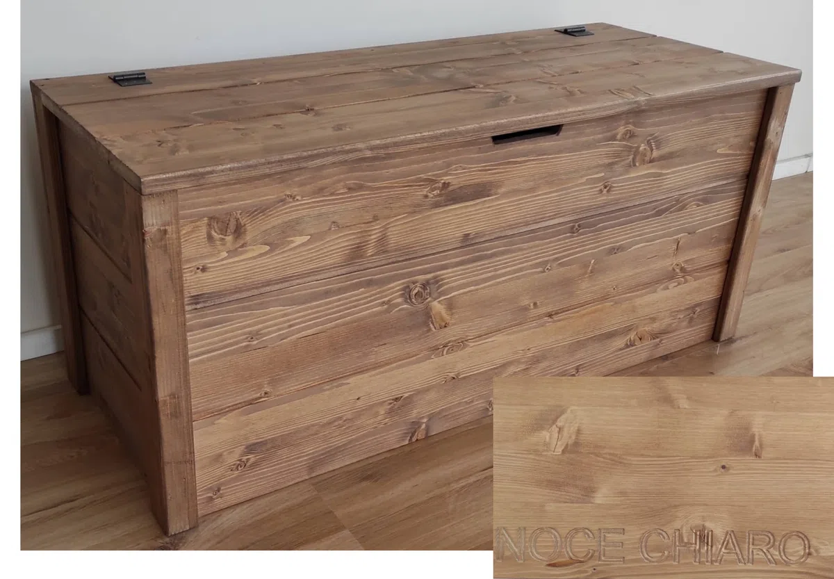 TOTAL WOOD 2012, Arcón de Madera, Natural Impregnada, Modelo Matej, Arcón con Tapa para Interiores y Exteriores (90x45x50, Nogal claro)