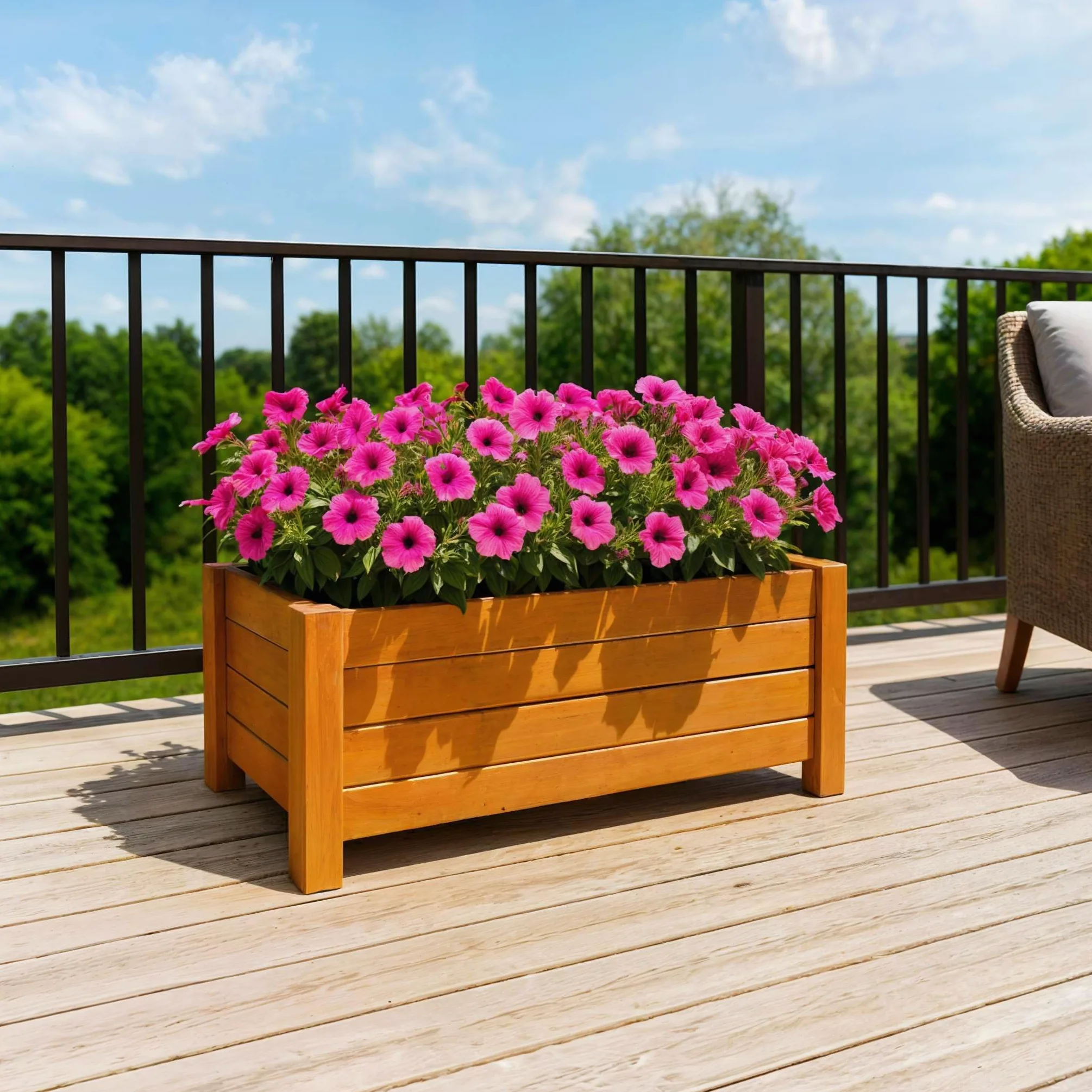 BOGATECO Macetero Jardín Madera para Exteriores | 38 x 80 cm | Terraza Balcón | Caja Cuadrada | Construcción Robusta y Impregnado | Llega ensamblado | con Agro-Textil | Roble Marrón