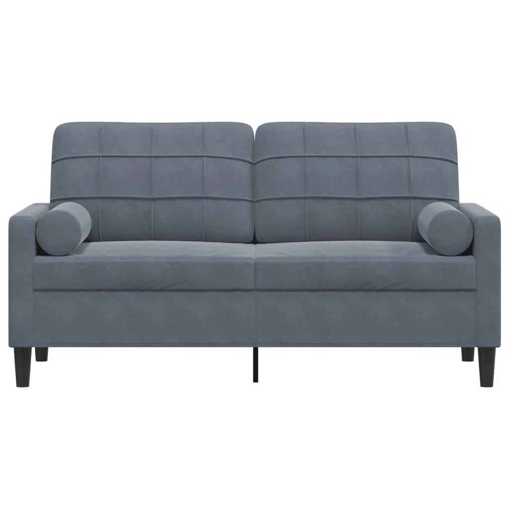 vidaXL Sofá de 2 plazas con Cojines Terciopelo Gris Oscuro 140 cm, sofá, sofá de salón, sofá de Tela, sofá tapizado, sofá de Tres plazas