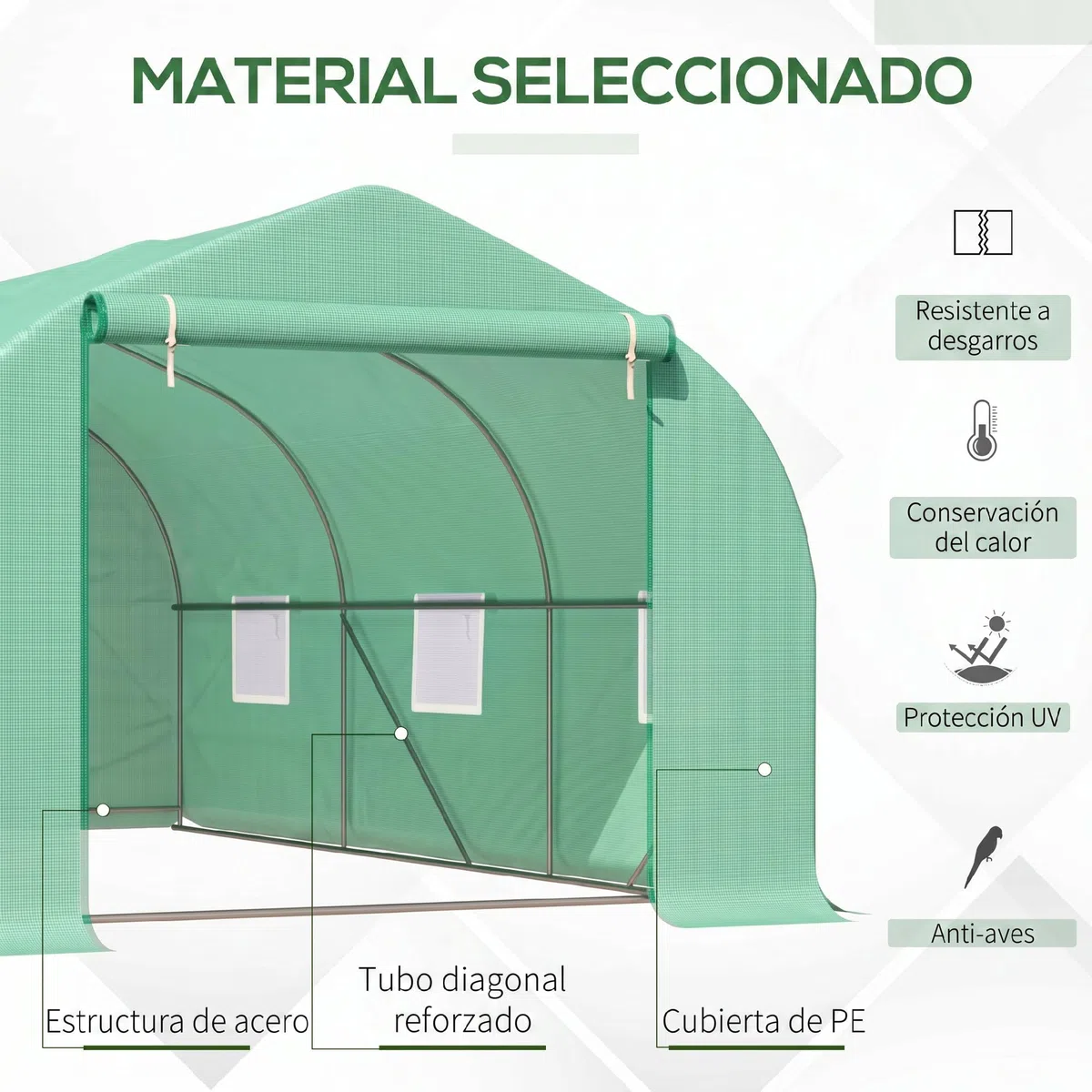 Homcom - Invernadero caseta 450 x 300 x 200 Jardin terraza Cultivo de Plantas semilla