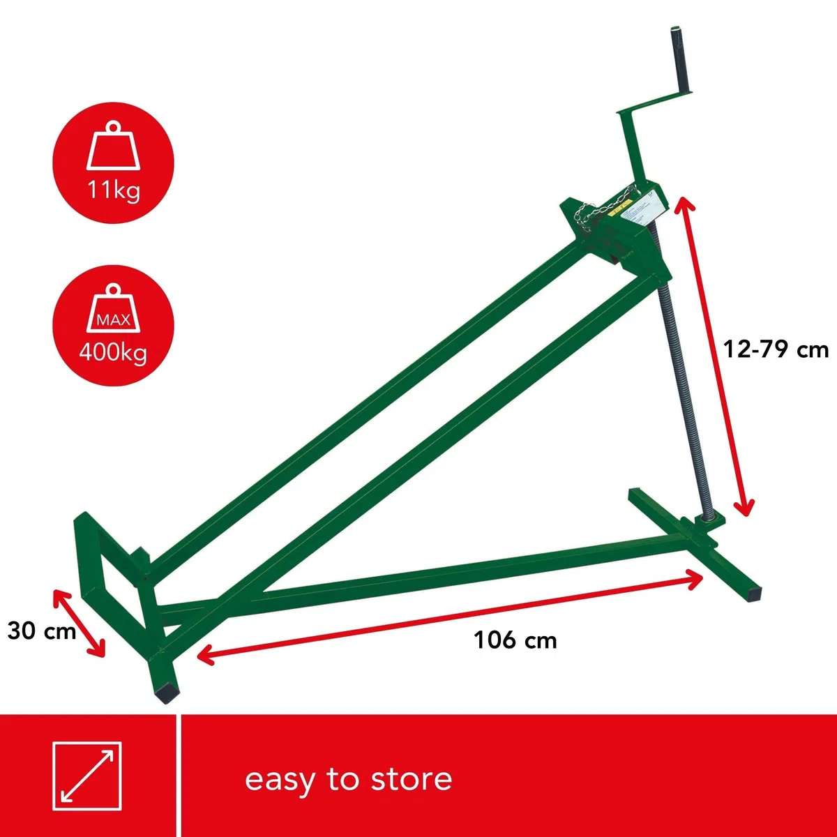 Toolland Levante para el cortacésped, la manija rotativa, la altura de 79 cm, verde, 400 kg