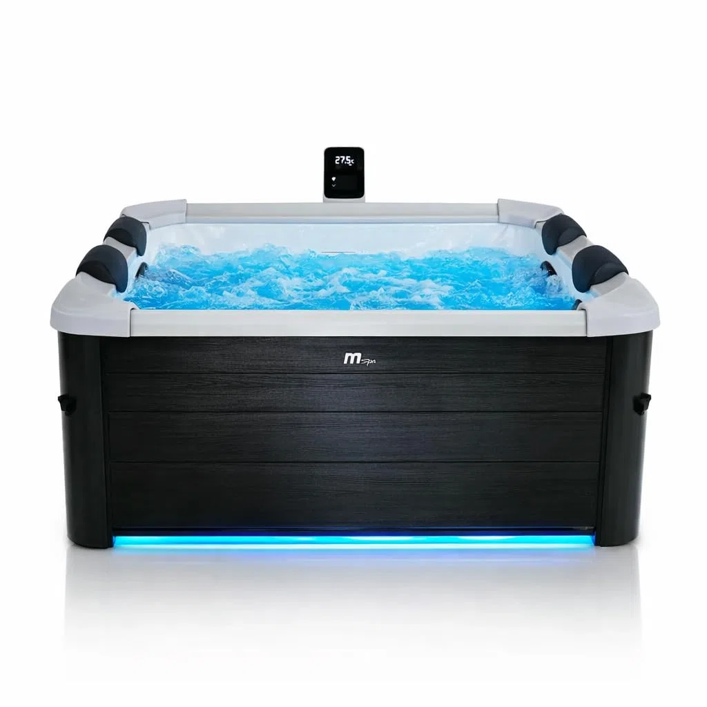 MSpa Oslo Plus SPA bañera de hidromasaje Exterior para 6 Personas, Pared Exterior Sólido, Iluminación LED, Uso Todo el Año, Resistente al Invierno (Oslo Plus | 180x180x65 cm)