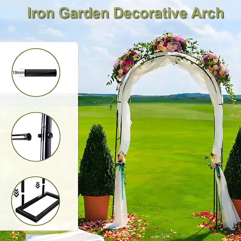 Arco Jardín Metálico, Estable Pérgolas Arch Boda, Soporte Enrejado Plantas Enredaderas Rosas 140 200 230 240cm, Tutor Trepadoras para Jardín Exterior, Fiesta De Bodas Decoracion(Black,W1.4 x H2.30m)
