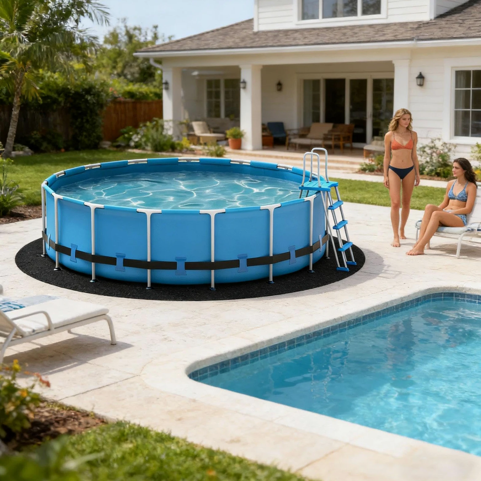 Genérico Tapiz Protector De Suelo para Piscinas Redondas 300 366 400 440 Cm - Tapiz Suelo Piscina Redondos Antideslizante Almohadilla - Extragrueso Paño para Bañera De Hidromasaje Inflable SPA