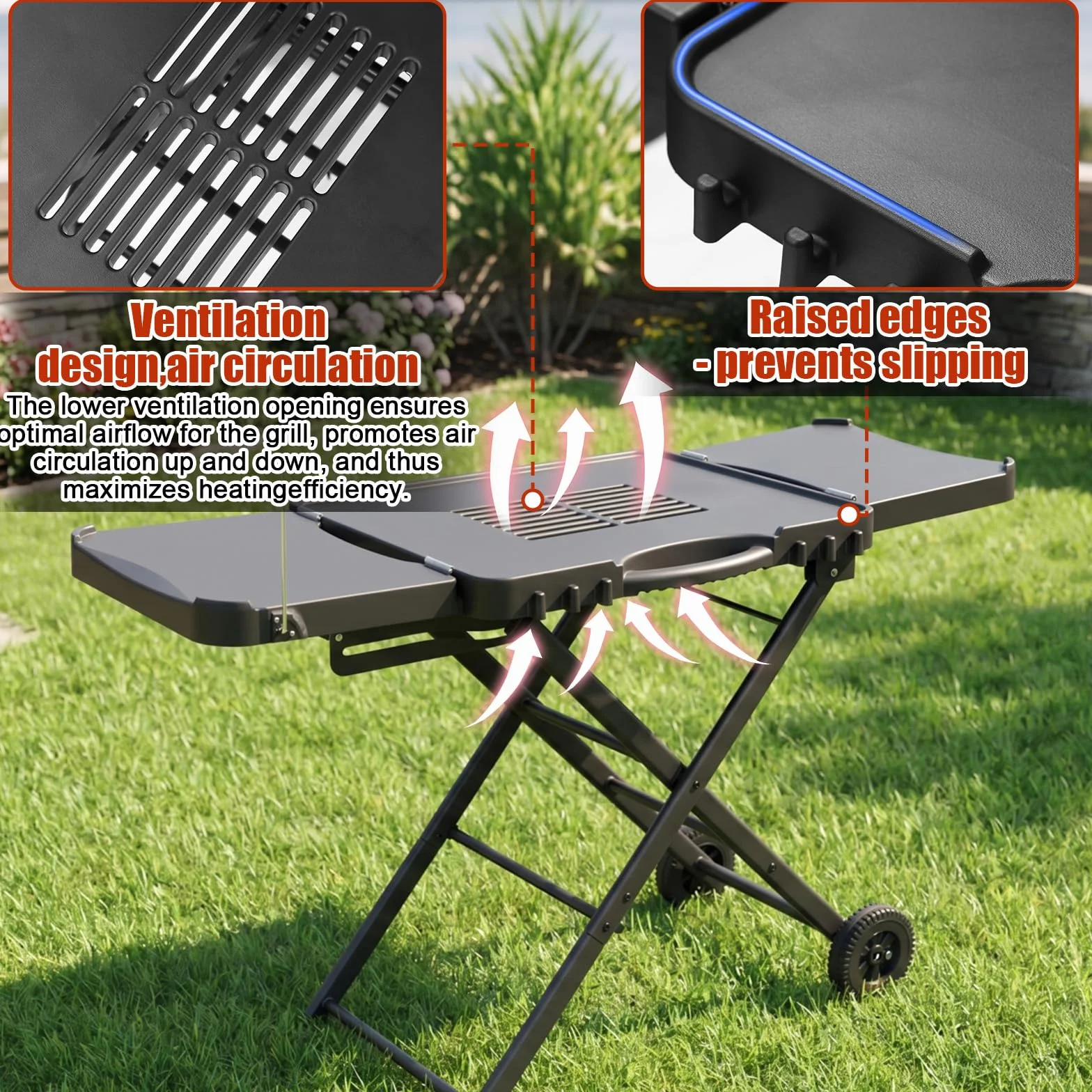 Denmay Carro de mesa para Weber Q100 Q200 Q300 Serie, Enders Urban, Nexgrill, Ninja Woodfire Grill, horno de pizza, Solo Stove, Burnhard Wayne, soporte de parrilla con ruedas para la mayoría de las