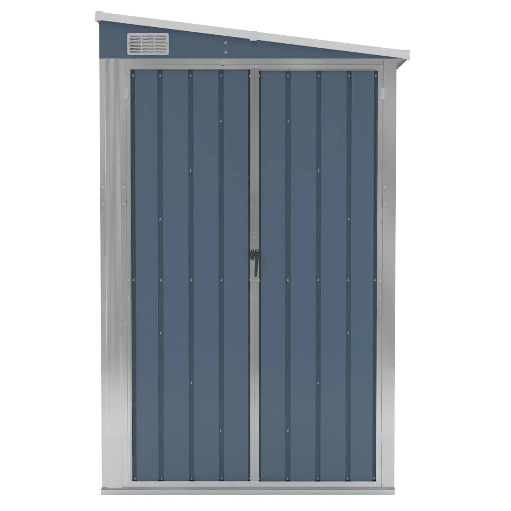 Cobertizo de jardín Pared Acero galvanizado Gris 118x194x178cm