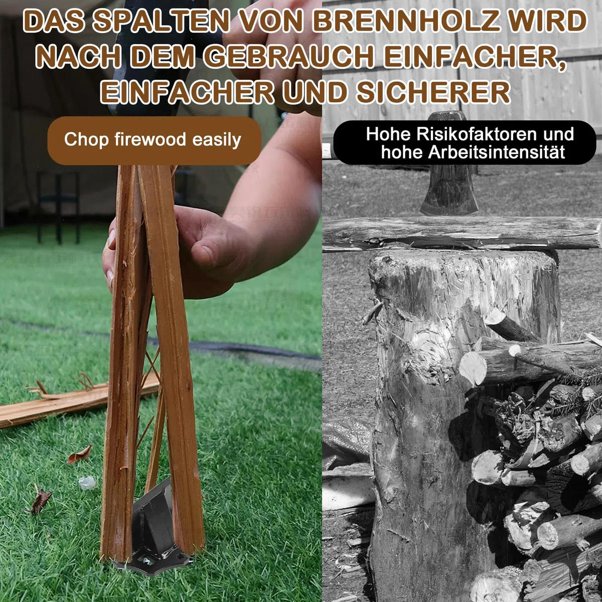 Cuña para leña, Pequeño Cuña Divisora Carbono, Divisor de leña, Manual Divisor de Troncos, Astilladora de Troncos para Estufa leña Pequeña, 100mm Diámetro x 70mm Altura