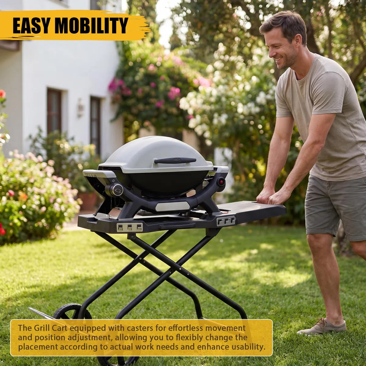 GFTIME Carro de parrilla portátil para parrillas de gas Weber Q1000, serie Q2000 y Blackstone 43cm 56cm Planchas de mesa, soporte portátil