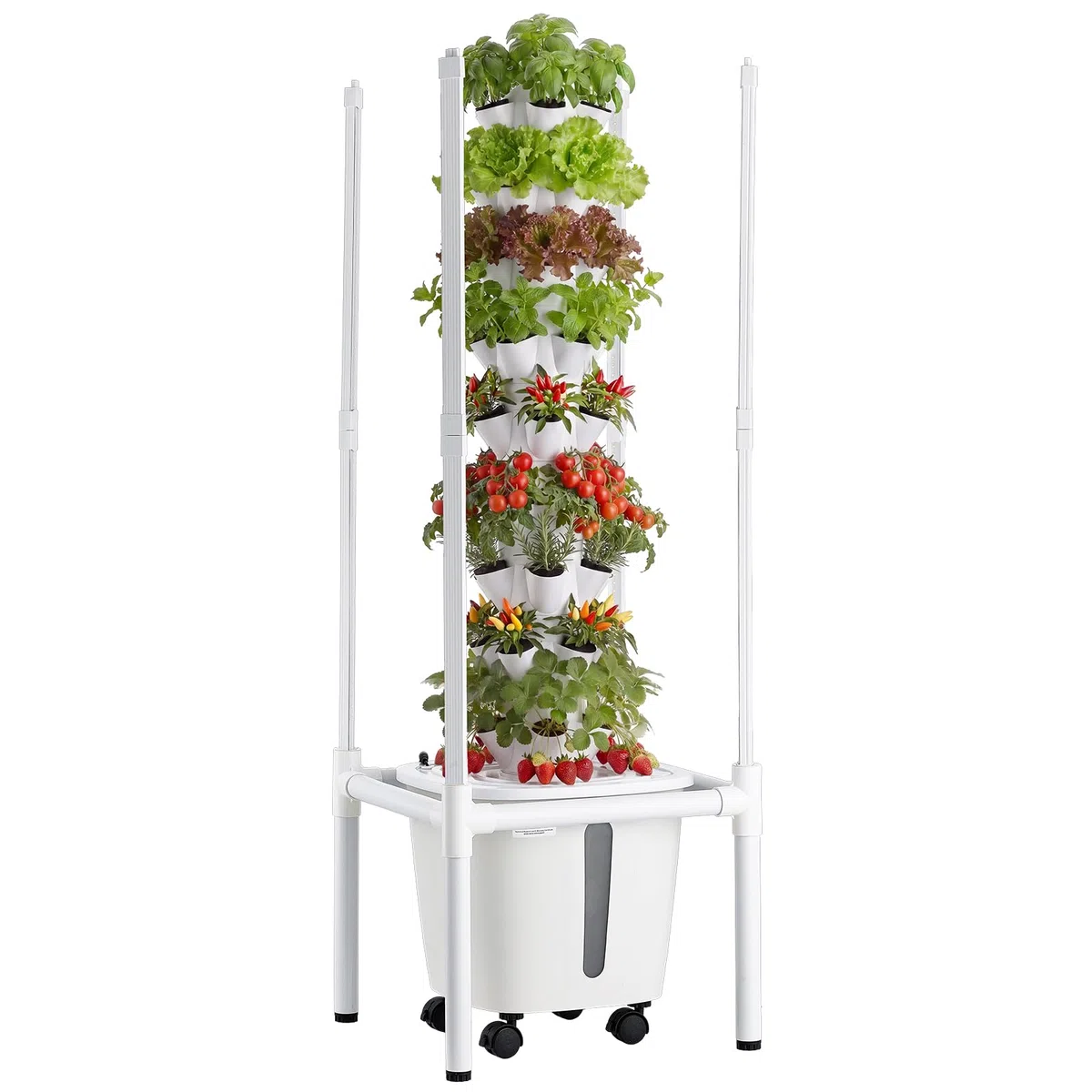 VEVOR Kit de Cultivo Hidropónico, Sistema de Torre Hidropónica de 9 Niveles 45 Agujeros, con Luces de Crecimiento Control por App Ruedas Bomba de Agua, Depósito de 20 L, para Hierbas Frutas Vegetales