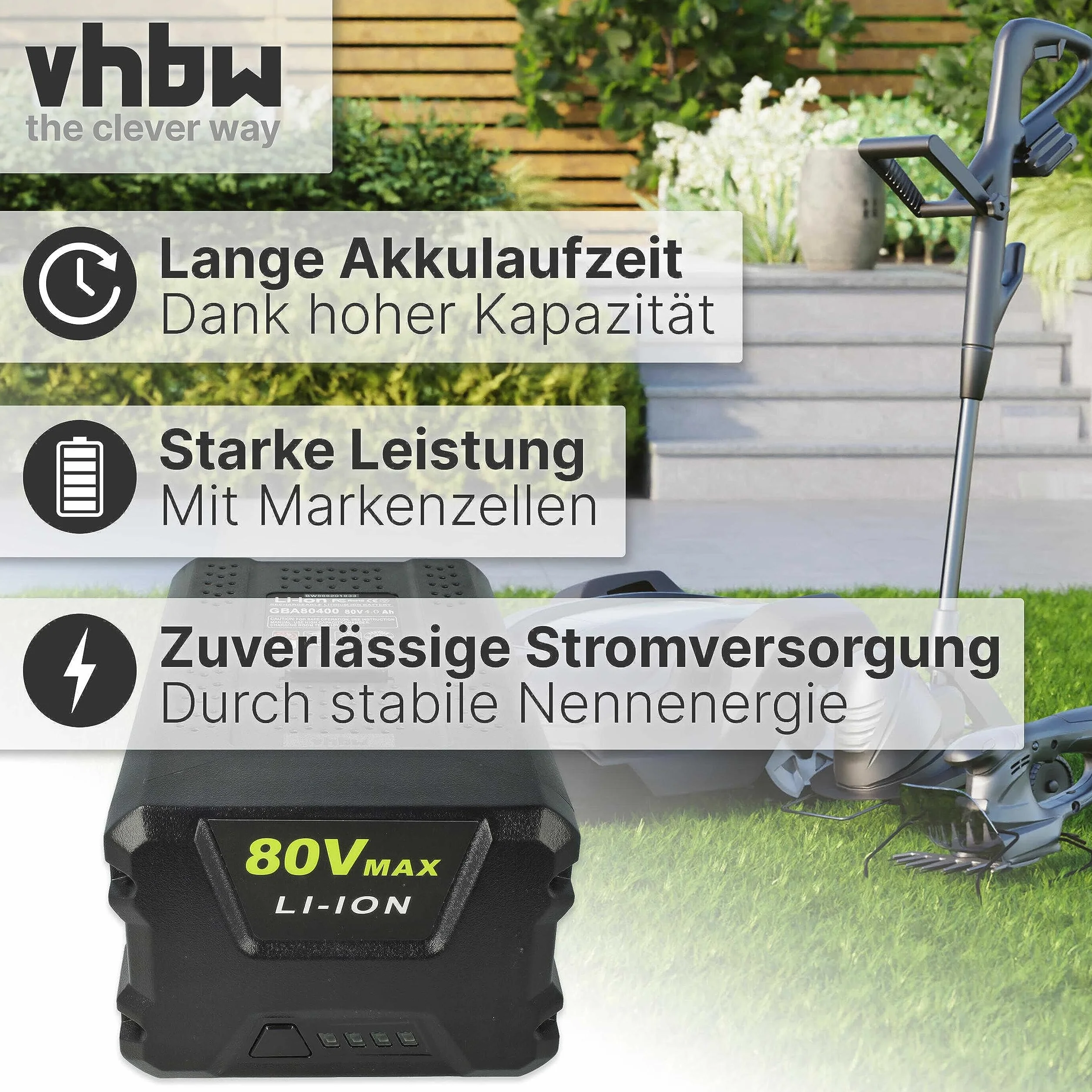 vhbw 1x Batería Compatible con Stiga Combi 43 Ae, Combi 48 Ae, Combi 43 S Ae, Multiclip 47 S Ae, Combi 50 S Ae 4000mAh 80V Li-Ion