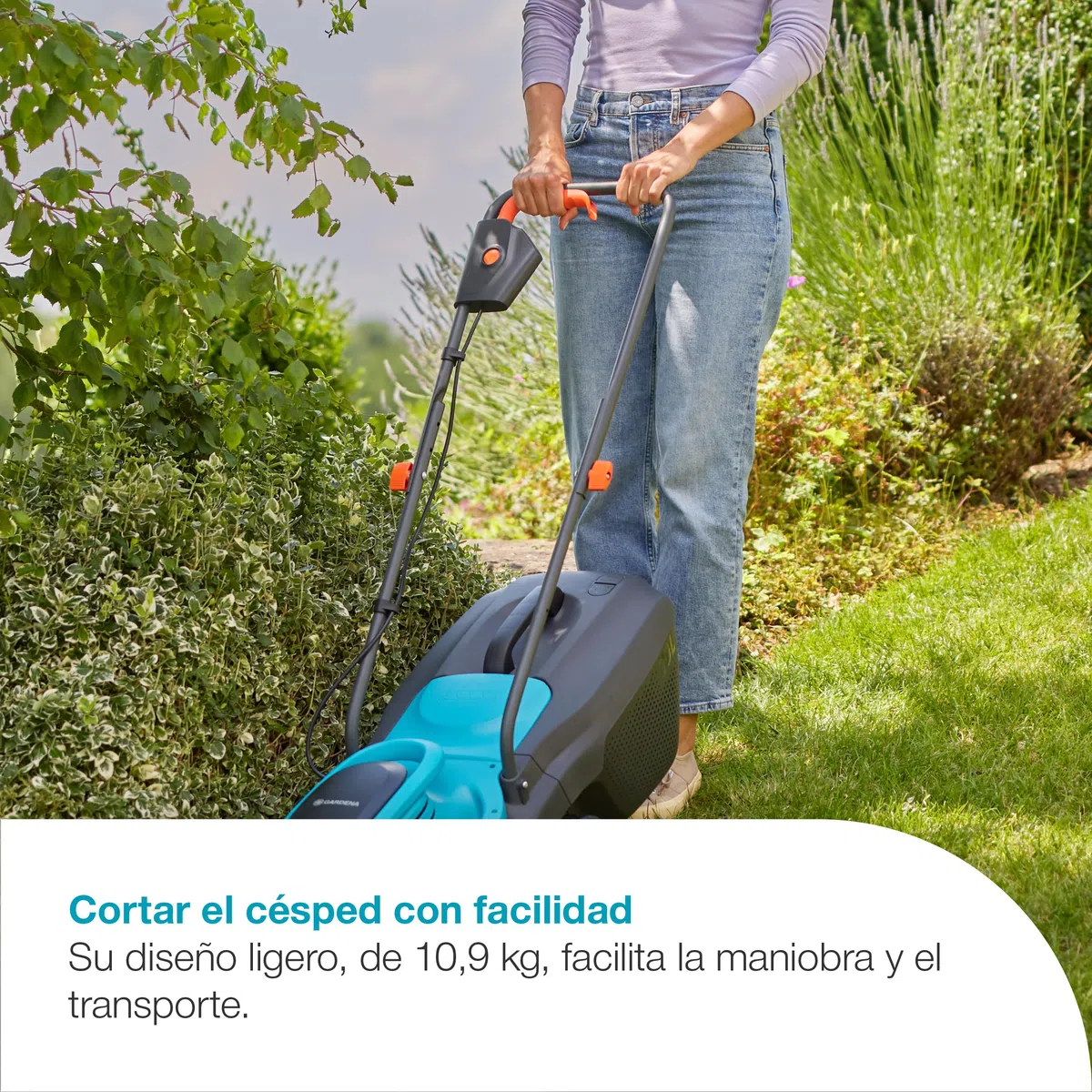 Gardena Cortacésped a batería EasyMax 32/18V P4A Solo: Cuchilla de Corte, Ligero, Ajuste de Altura, Recolección de Hierba, Sin Cable (14634-55)