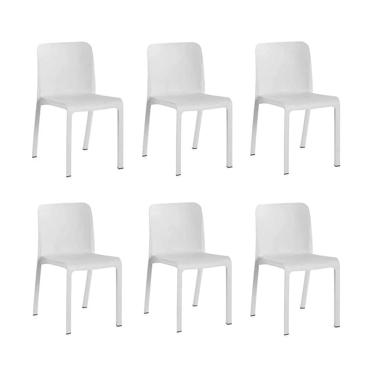 SP Berner - Pack de 6 Sillas Grana - Apilables, Ergonómicas y Resistentes - Uso Interior y Exterior - Fabricadas en España con Plástico Reciclado - Blanco