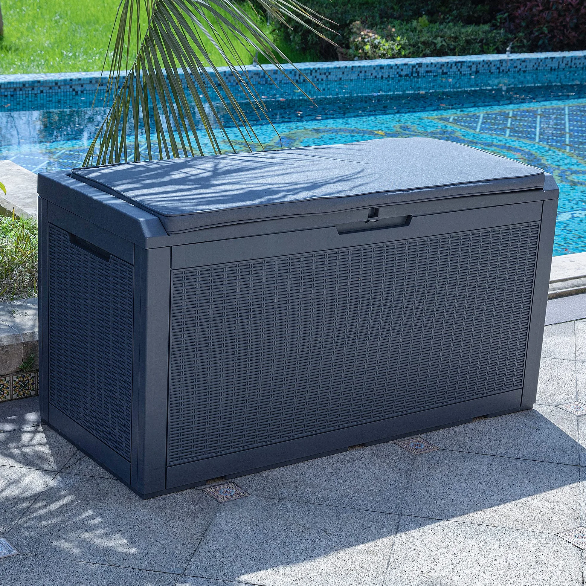 YITAHOME 380L Arcón de Ordenación Exterior, Resina Caja de Almacenaje de Jardín para Almacenamiento Al aire Libre para Muebles de Patio