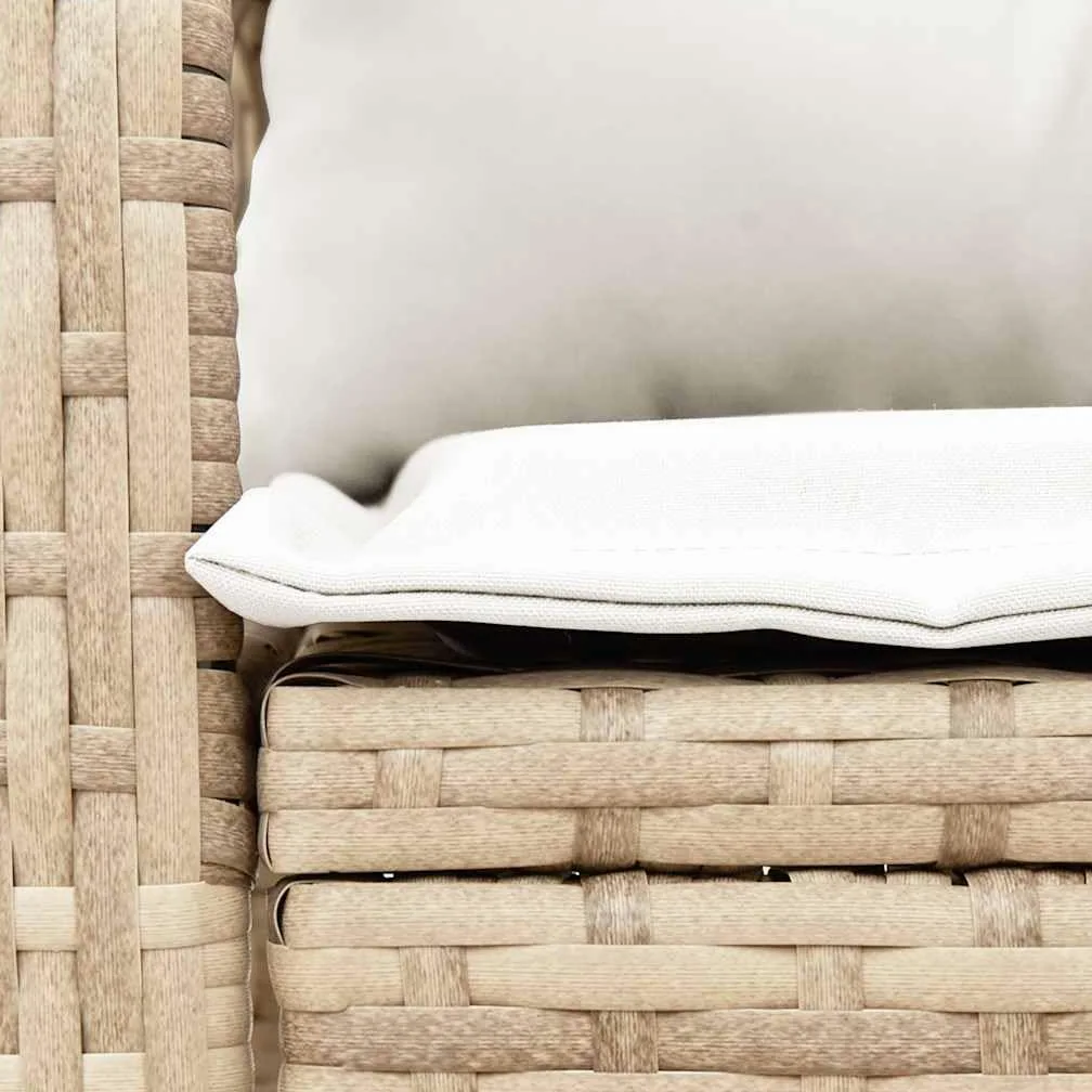 Silla mecedora de jardín beige, ratán sintético, acero, 67x75x75 cm, resistente a UVA, capacidad 110 kg