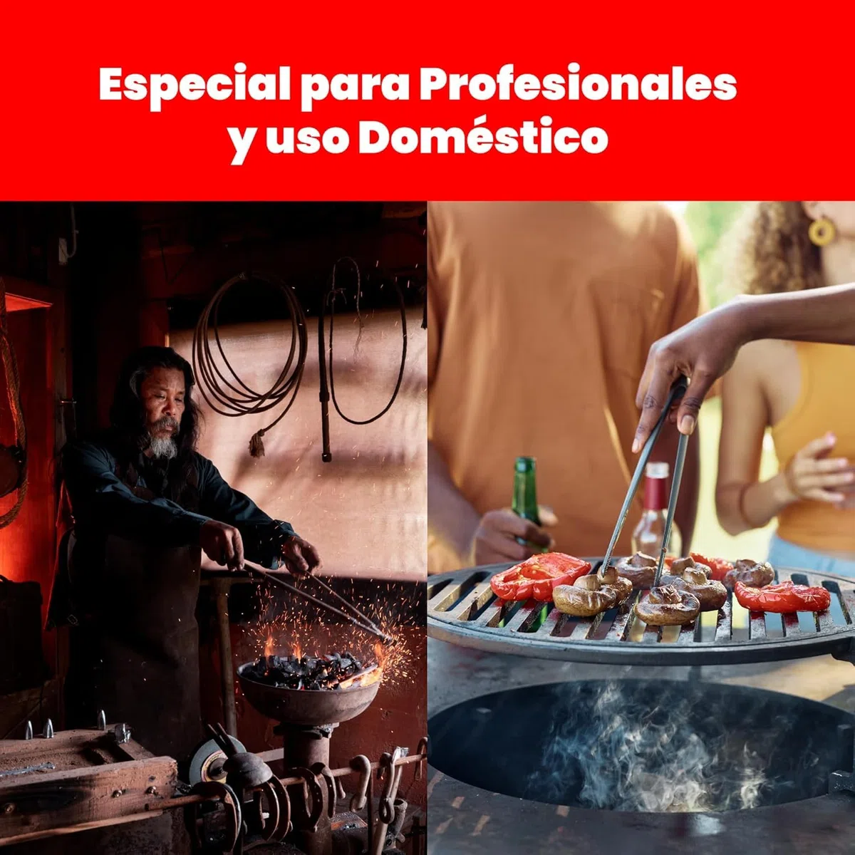 Carbón Vegetal Barbacoa Encina 100 Natural Grueso Saco 20kg Profesional Hostelería Cocina Exterior Brasa Gourmet Alta Temperatura Sin Humo Combustión Lenta Aroma Sabor Carnes (Saco, 1, Unidad)
