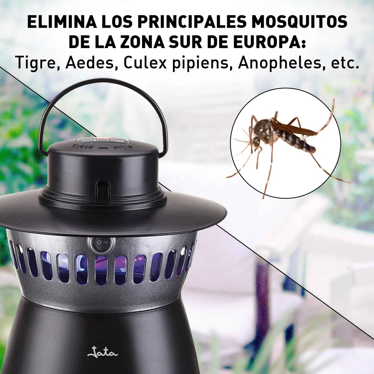 JATA MT8 - Antimosquitos Eléctrico Exterior, 1000 m², Imita al ser humano, Silencioso, Eficaz, Ecológico, Bajo Consumo
