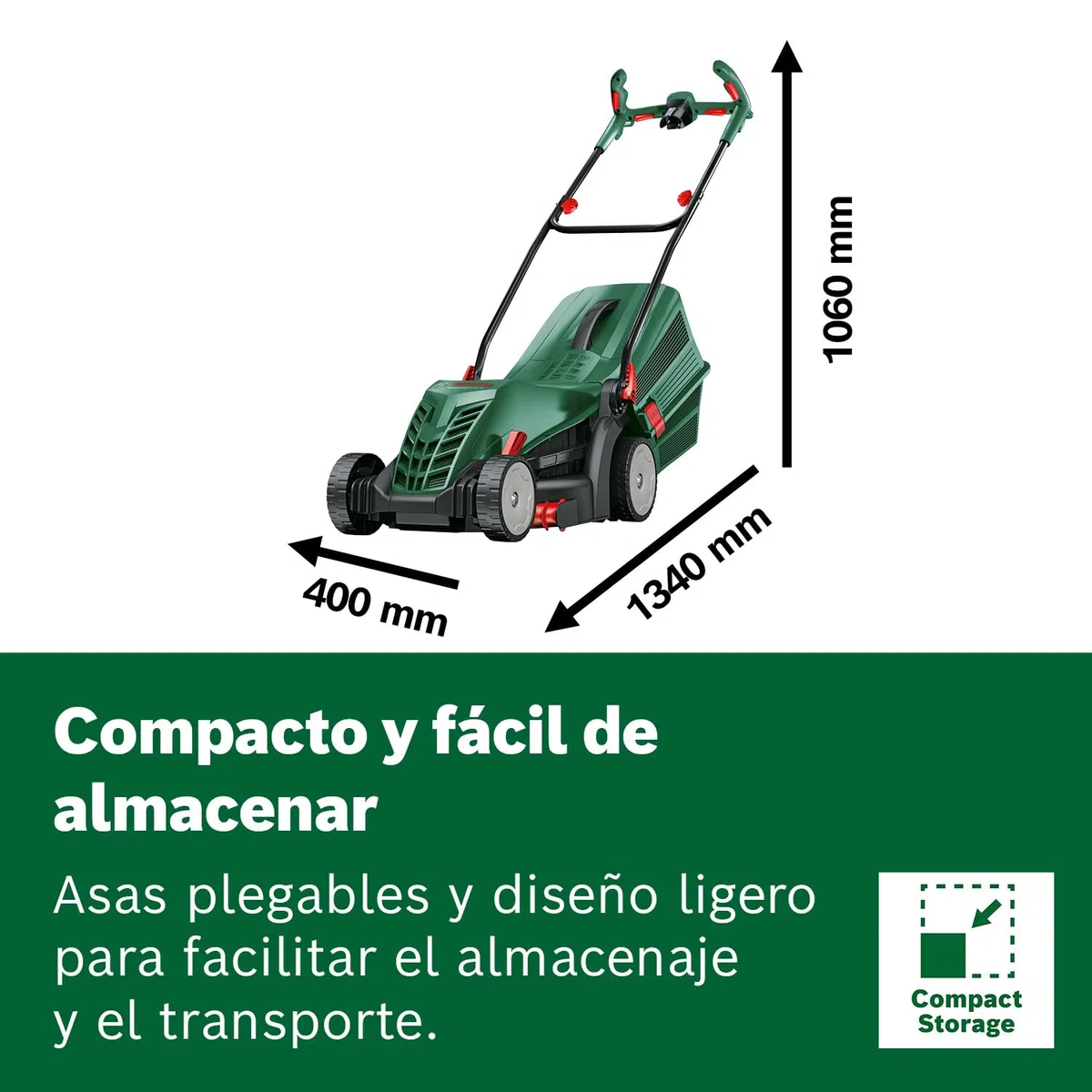 Bosch cortacésped con cable UniversalRotak 37-555 (1400 W de potencia del motor, ancho de corte: 37 cm, cesta colectora de 40 litros, asas Ergoflex)