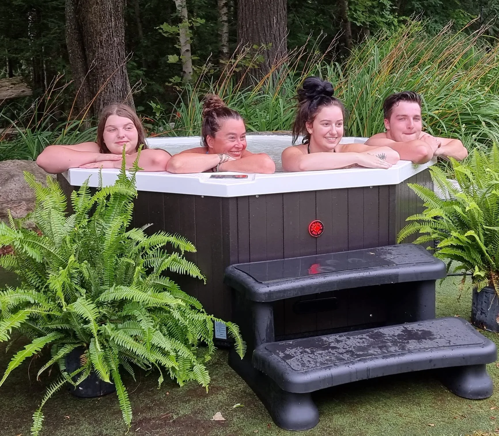 CANADIAN SPA CO. Escalera universal para bañera de hidromasaje, 2 peldaños, 40 x 72 x 52 cm, ayuda para la entrada a la piscina, antideslizante y portátil, accesorios para bañera de hidromasaje