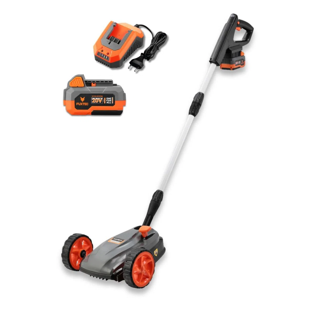 FUXTEC FX-E1RMEH20-SET Cortacésped Inalámbrico Compacto 20 V con Batería y Cargador, Corte de 22 cm, Ideal para Jardines Pequeños
