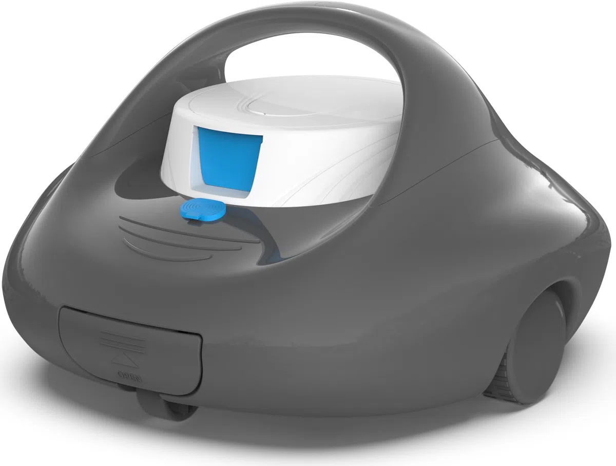 Robot Limpiafondos Piscina, Limpieza Potente de 130 Minutos, Carga Rápida en 2,5 Horas, Motor de Doble Tracción, Ideal para Piscinas de Fondo Plano de hasta 80 m²(Blanco y negr)