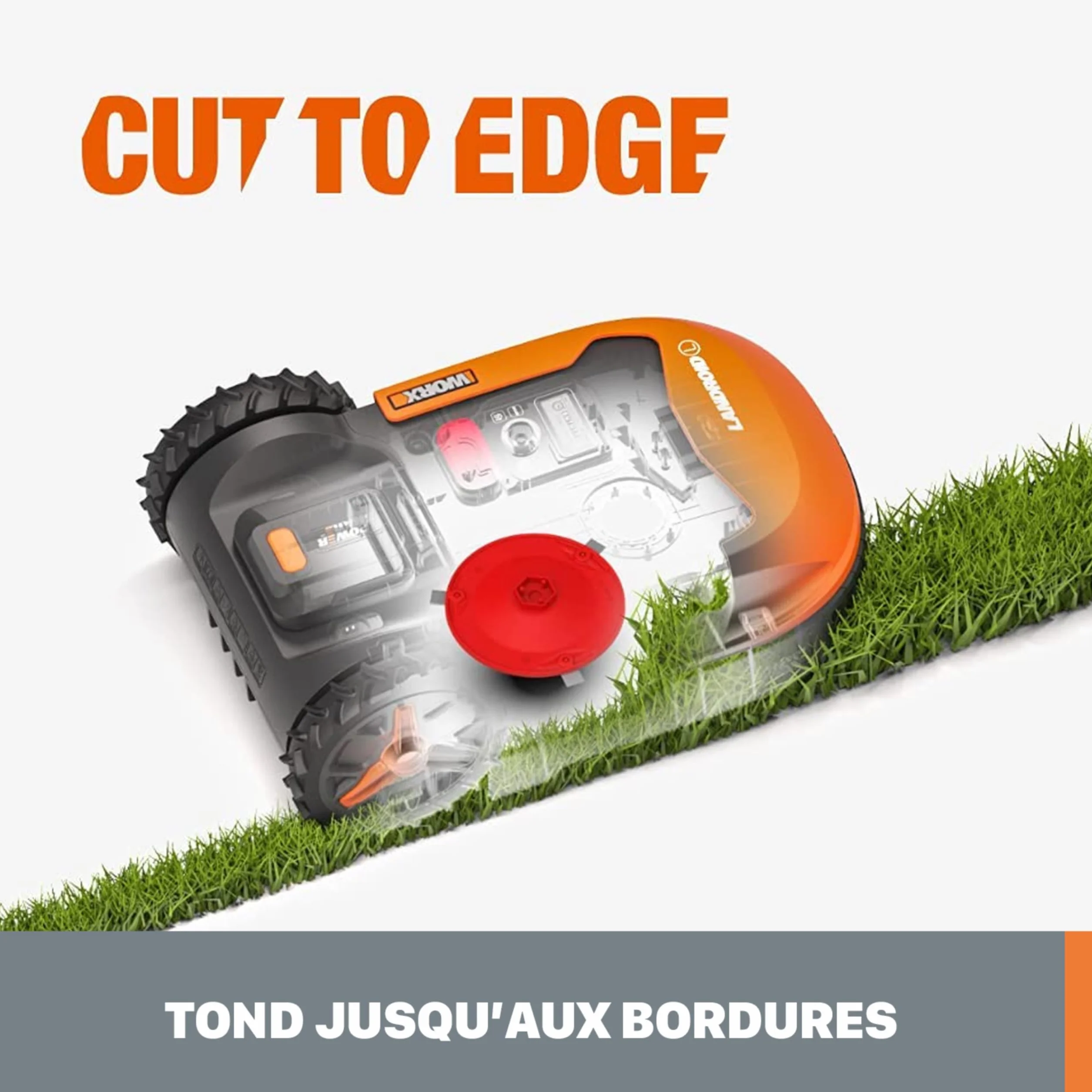 WORX Robot cortacésped Landroid L1000 20V Máx. | para Superficies de hasta 1000m2 | WR147E.1 | Navegación Inteligente | Cut to Edge 2,6 cm del Brode | Pendientes de hasta el 35%