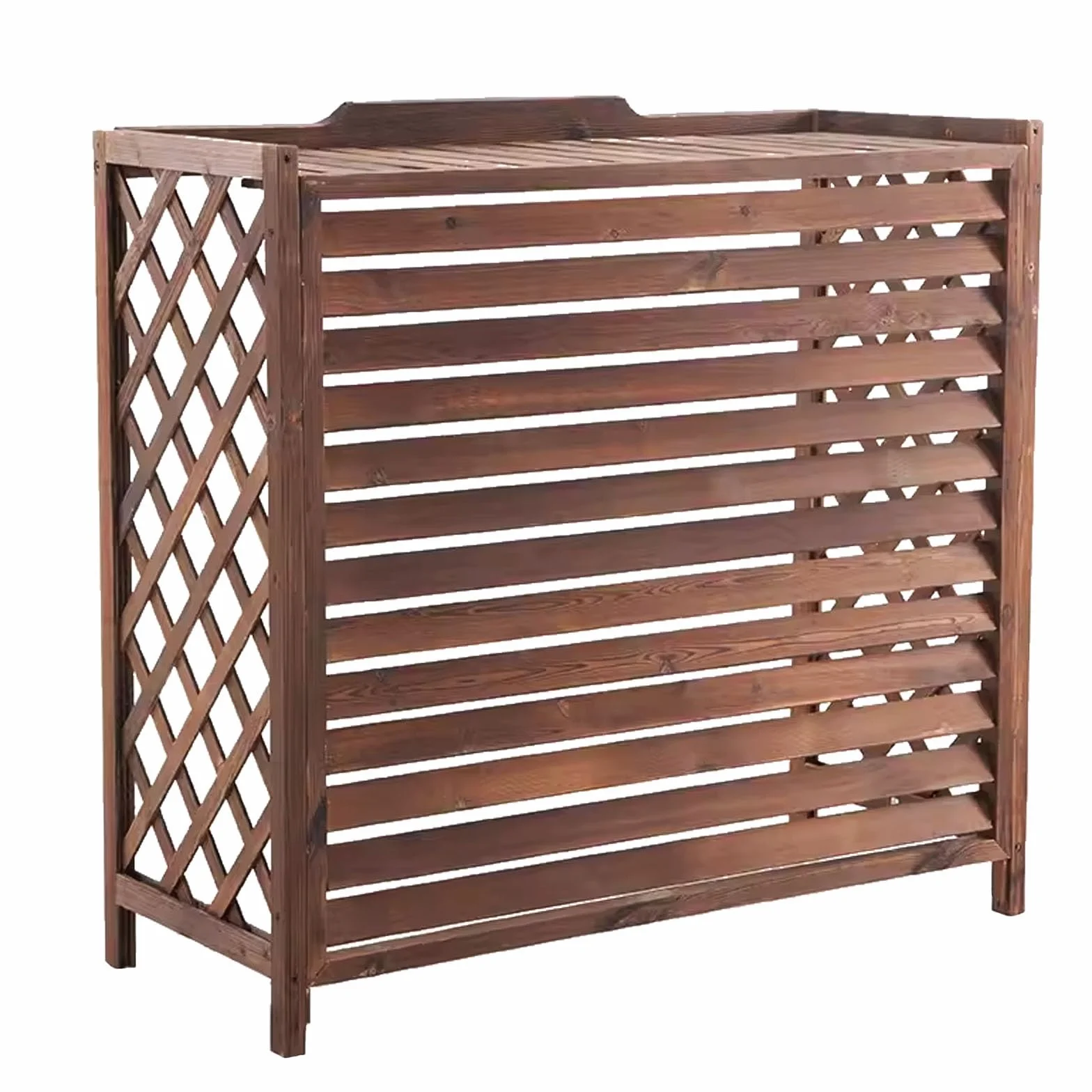 Cubre Aire Acondicionado Exterior Al Aire Libre Funda Aire Acondicionado Exterior Para Ocultar El Aire Acondicionado, Tablero De Madera Engrosada Planta Decorativa Pantalla Radiador Cubre Estante(X-La