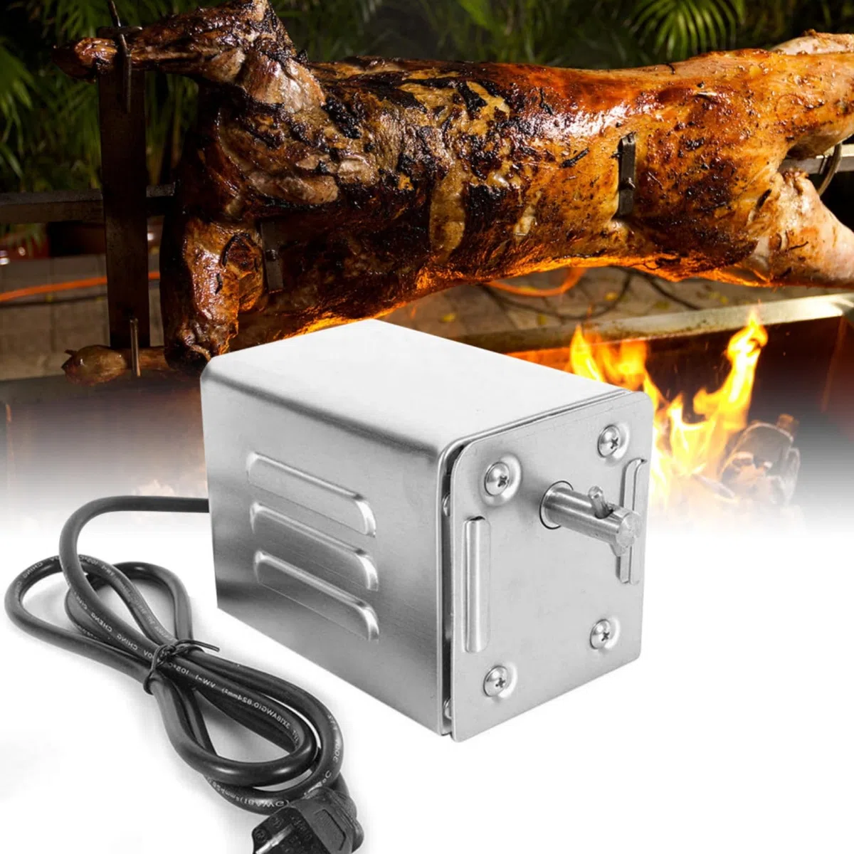 Motor eléctrico 70kg para Barbacoa de Acero Inoxidable 220V-240V, SP-S40 Acero Inoxidable BBQ Grill Asador eléctrico Motor Cabra Cerdo BBQ Spit Rotisserie Roaster Accesorios