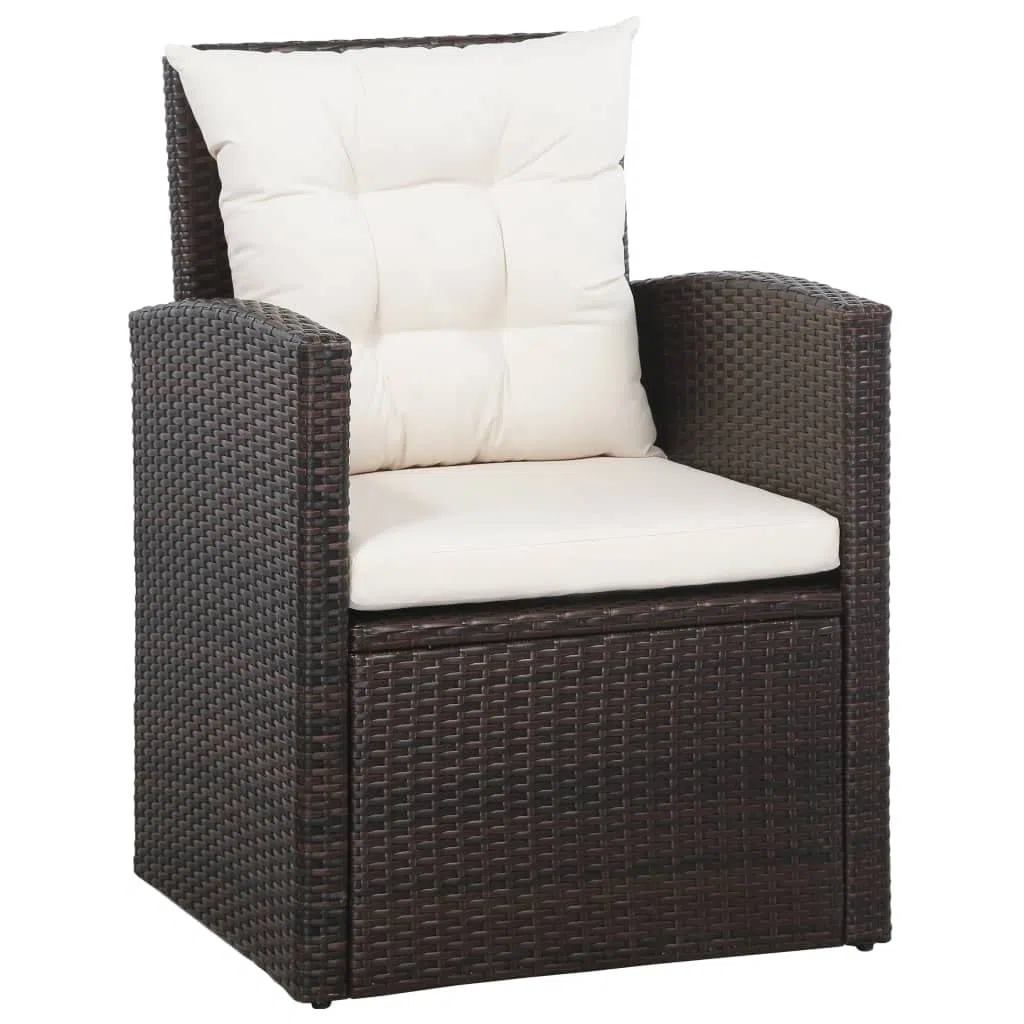 Sofa Terraza Exterior, Conjunto Jardín de Ratán, Sofas Exteriores de Jardin, Sofa de Jardin, Set sofás de jardín 5 Piezas y Cojines ratán sintético marrón