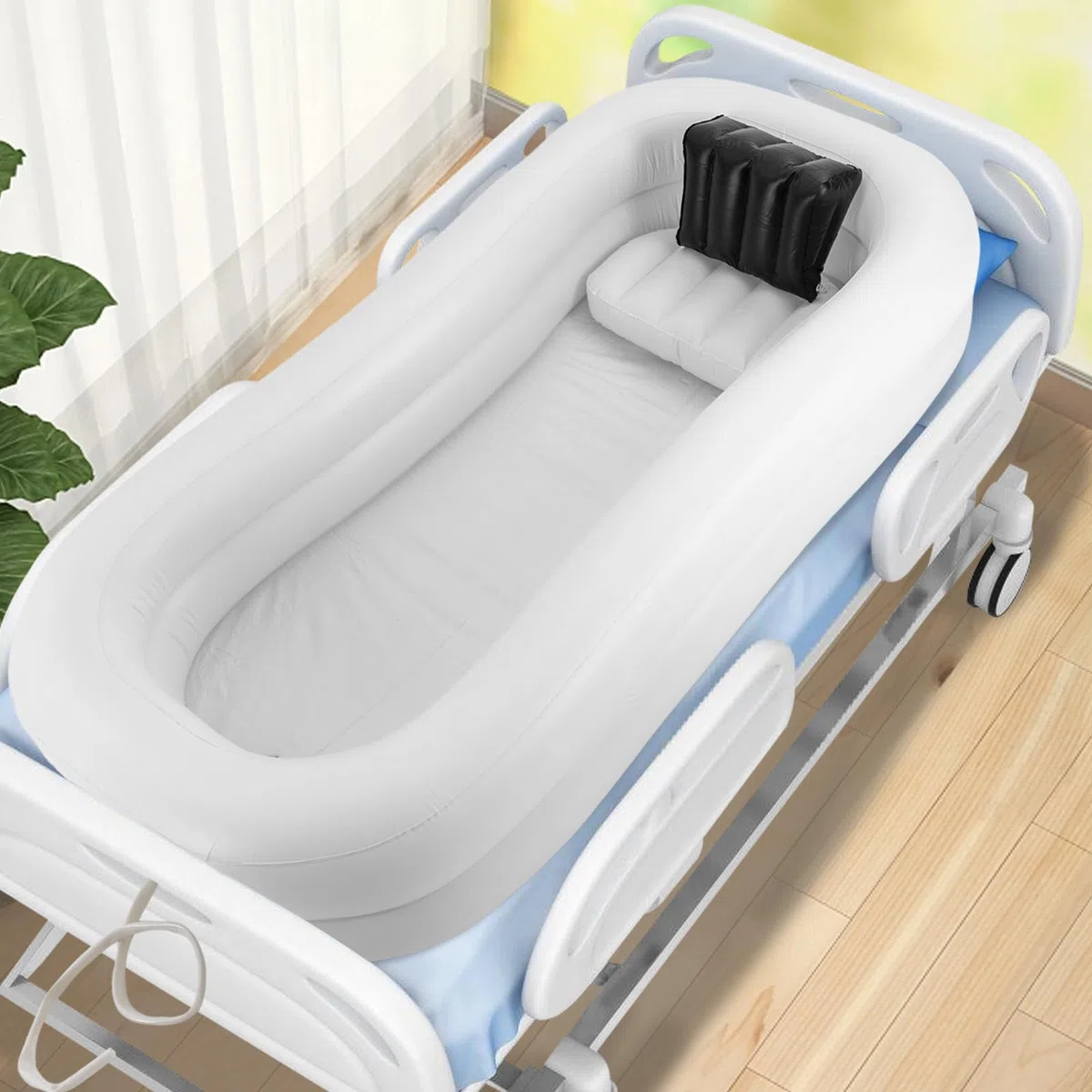 Bañera Inflable Portátil para Adultos - PVC Ducha 130W Blanco - Aire Piscina Hogar Spa