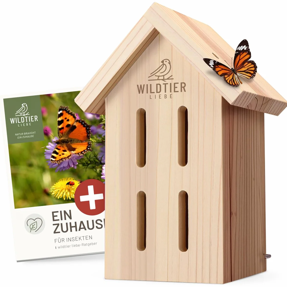 wildtier liebe Casa de mariposas – sin tratar y robusta, hotel de insectos mariposa de madera maciza resistente a la intemperie – Criar mariposas para el jardín