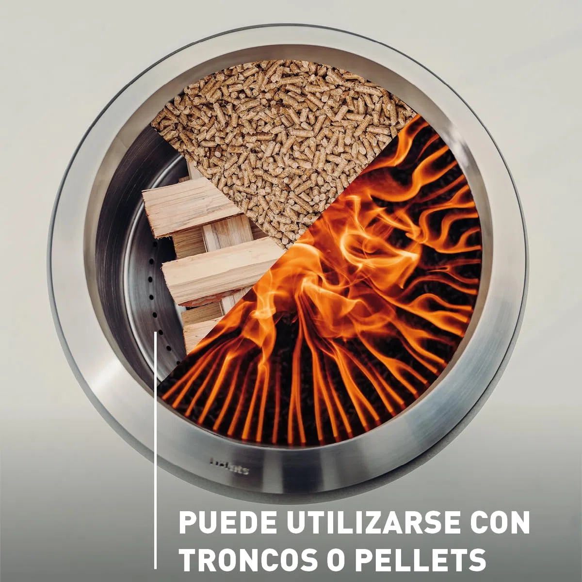 höfats - Brasero sin humo Moon 45 con base baja de acero inoxidable - Brasero esmaltado con tecnología de carburador de madera, proceso de combustión en dos etapas - Hoguera de 45 cm