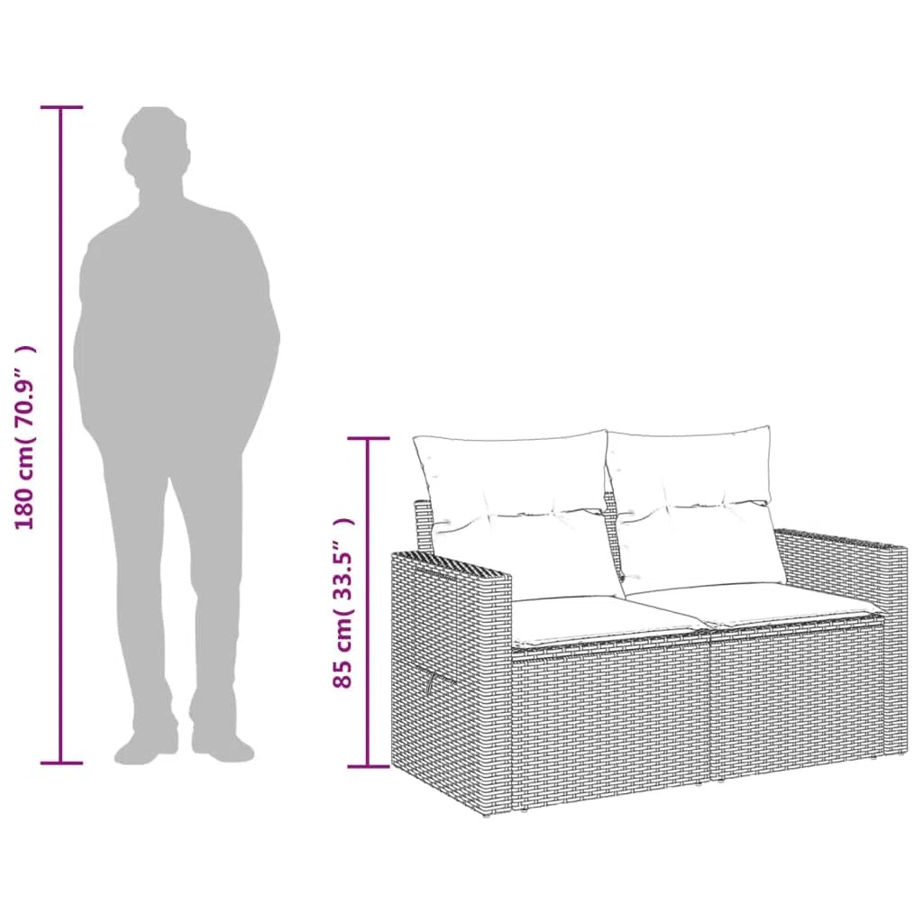 vidaXL Sofá de Jardín de 2 Plazas con Cojines, Sillón de Exterior, Sofá Modular, Asiento para Patio Terraza Balcón, Ratán Sintético Beige