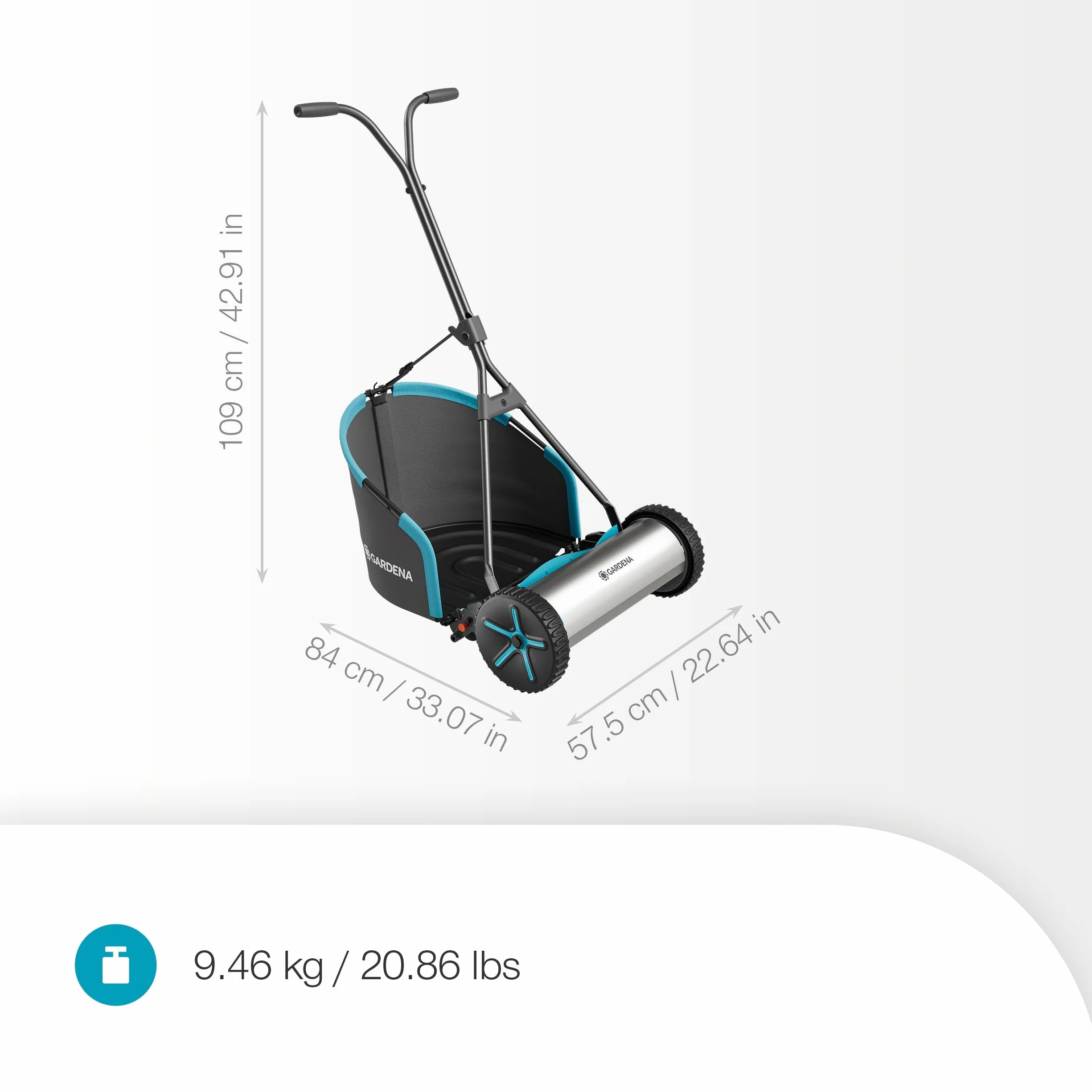 Gardena Cortacésped Manual Plus 400 Cortacéspedes helicoidales: Césped inglés, 40 cm de Ancho de Corte, Inalámbrico, con cesto de Recogida, para céspedes de hasta 250 m² (11765-20)