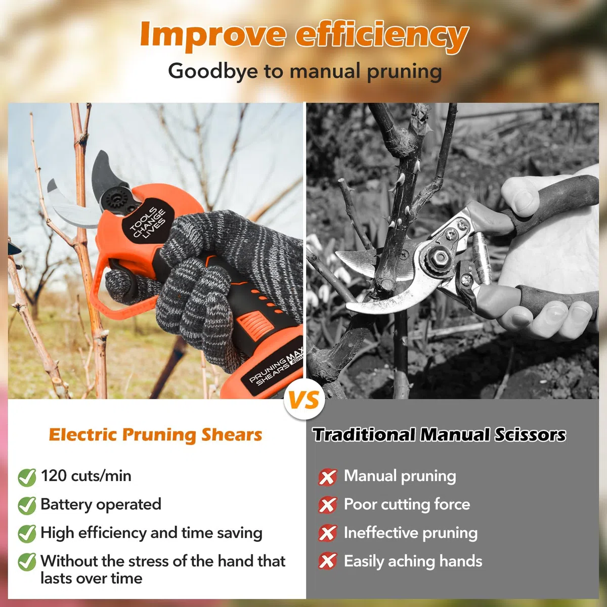 Tijeras de podar eléctricas - Tijeras de podar eléctricas profesionales de 40 mm con 2 baterías de 21 V / 2000 mAh - Tijeras de podar inalámbricas para jardinería Vides Árbol frutal (1)