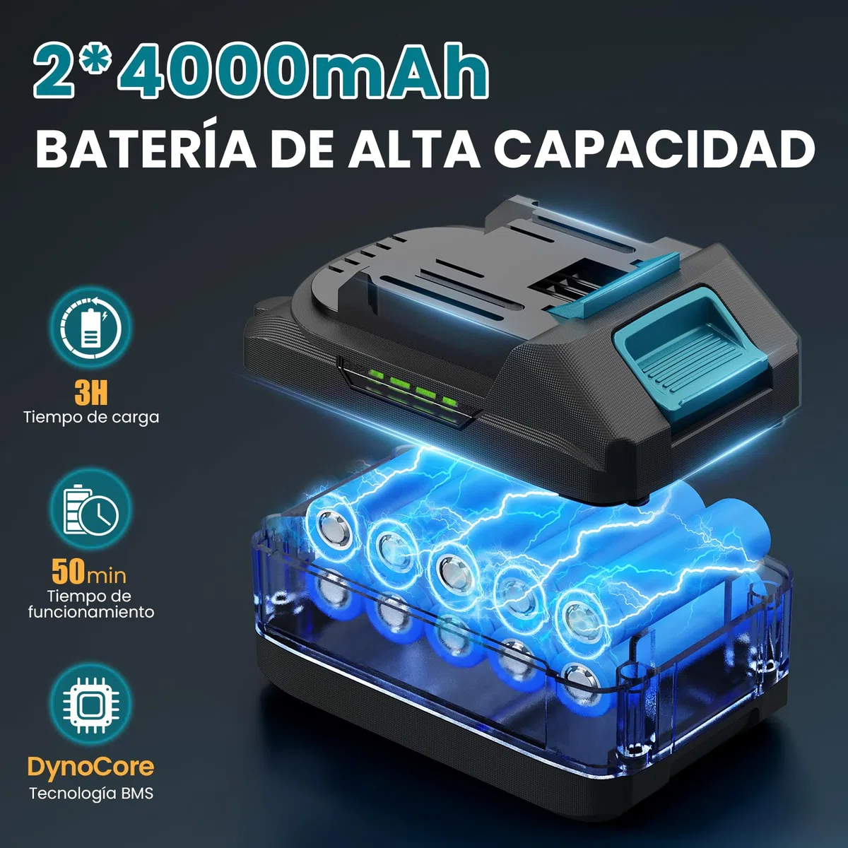 Cortasetos Bateria con 2X 4000mAh Baterías y Cargador, Motor Brushless 600W 28500rpm Cortasetos Electrico, Hoja 52cm, Corta Setos para Jardin y Arbustos
