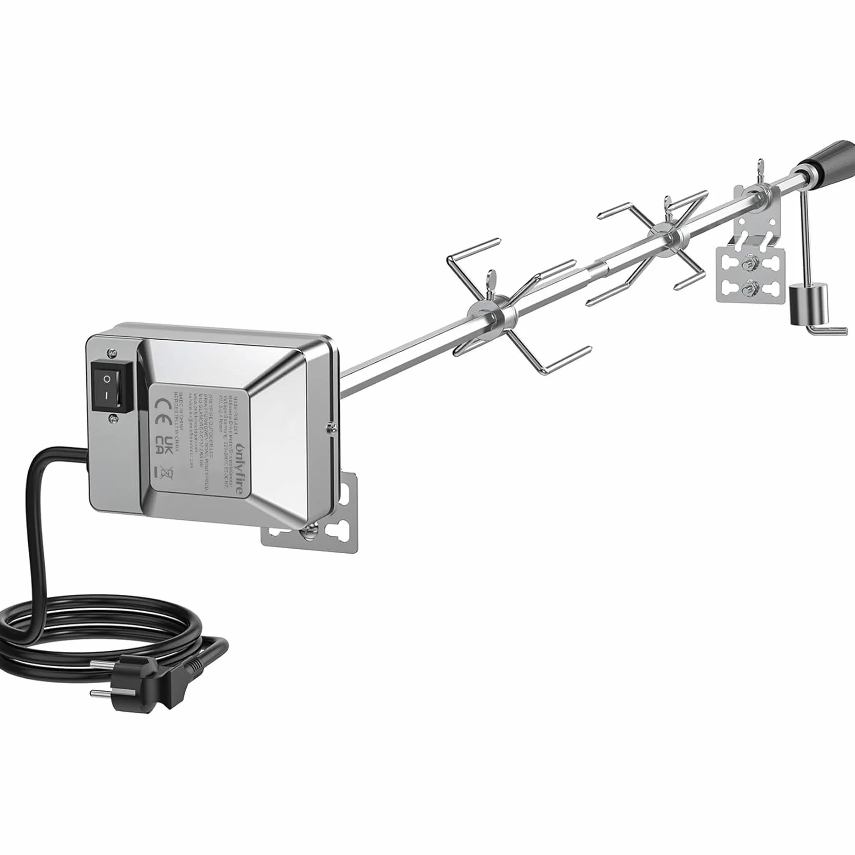 onlyfire Universal Parrilla Kit de reemplazo del asador para Asar varas - 45'' X 1/2 '' Hexagonal Spit Motor eléctrico/Barra (no caben asador de Gas Weber)