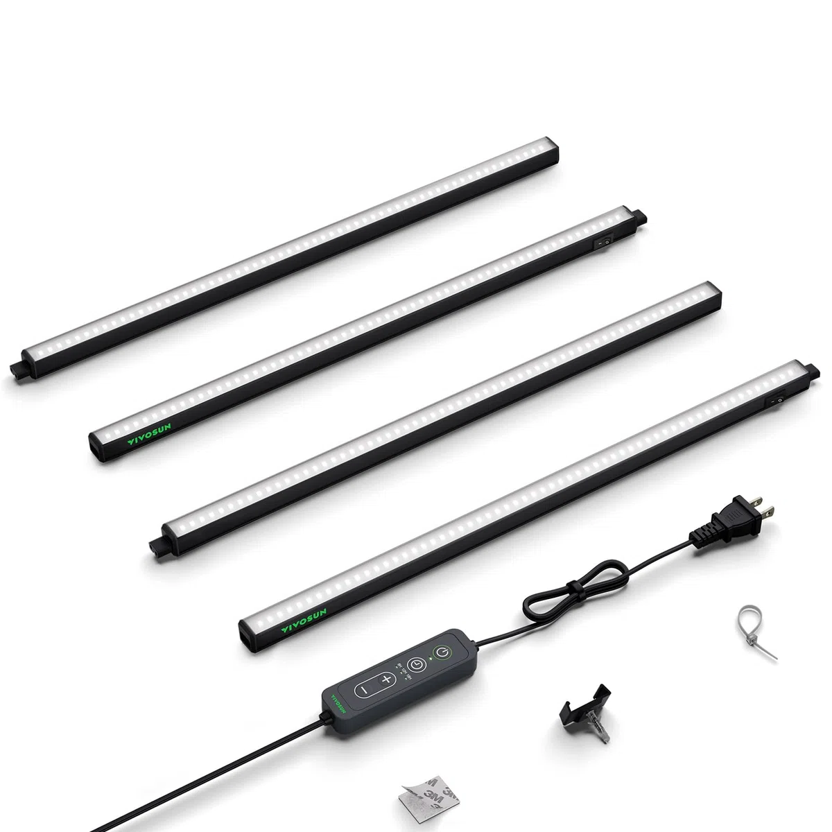 VIVOSUN lámpara LED T5 60 cm para plantas, 5000K espectro completo, 60W (4x15W) con temporizador y regulador, luz para germinación, hidroponía e interior, compatible SGS, ampliable, set de 4