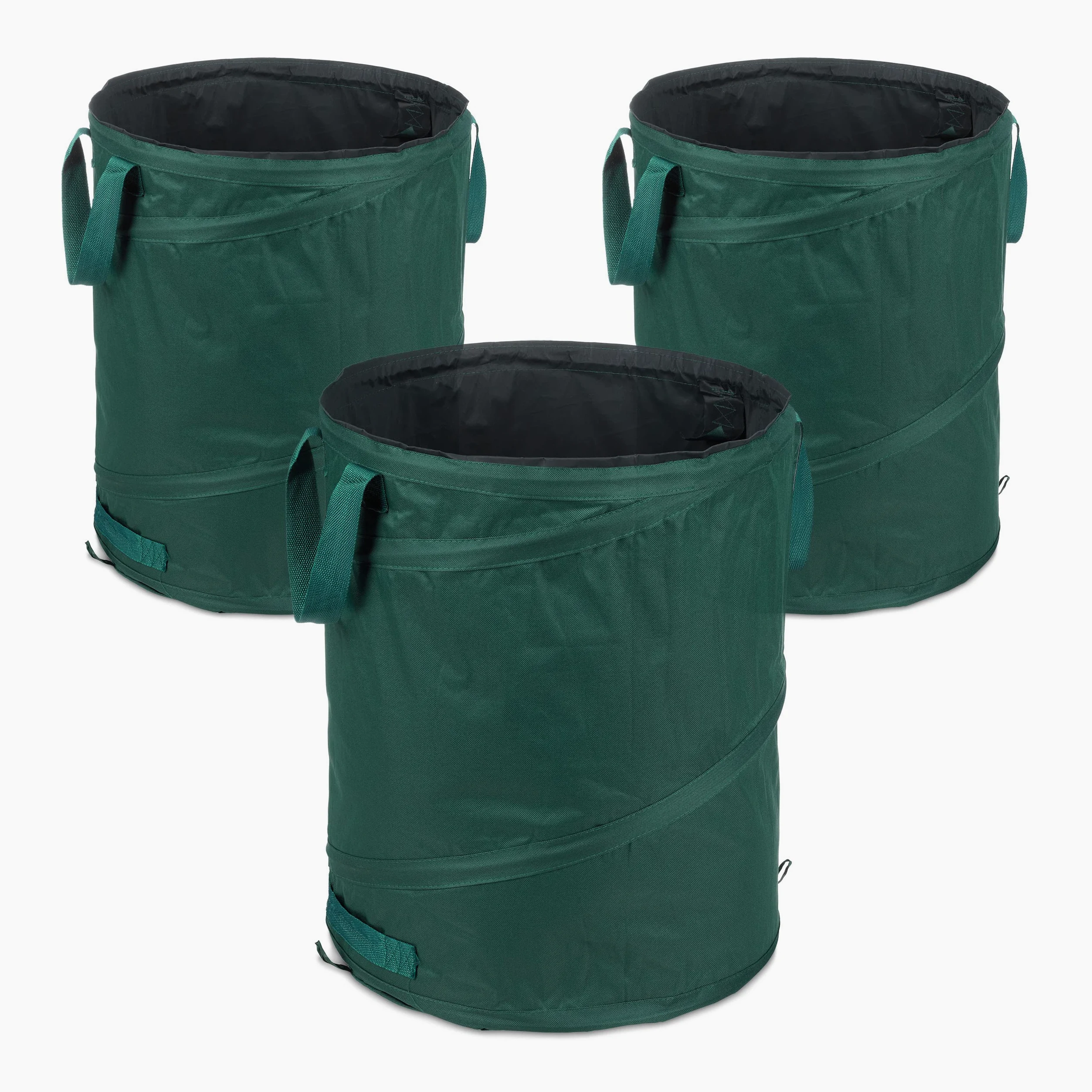 Relaxdays Bolsas Jardín, Auto-desplegables, Set3, 90L, Sacos Hojas PopUp, Asas, Resistente Rayos UV, Impermeables, Verde