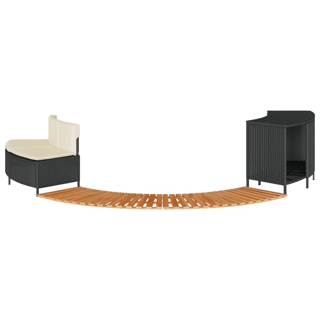 LAPOOH Borde bañera hidromasaje Madera Acacia y ratán sintético Negro, Yacuzzi Exterior Hinchable Piezas De Recambi, Borde para bañera De Hidromasaje SPA - 365614