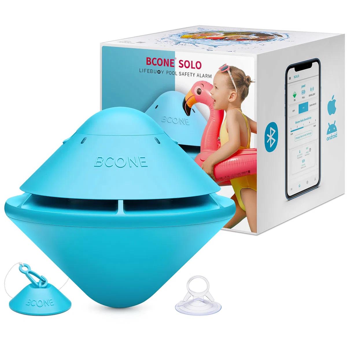 Alarma de Piscina Solo, Alarma Smart Pool con App Bluetooth, para Piscinas Fuera de Tierra y En-Tierra, Sirena Fuerte 110 DB, Impermeable IP68, 3 Años de Garantía, Instalación en pocos segundos.