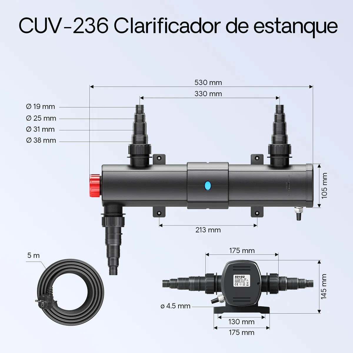SunSun filtro 60000l Estanque 36W clarificador neo10000 80W Bomba jardin